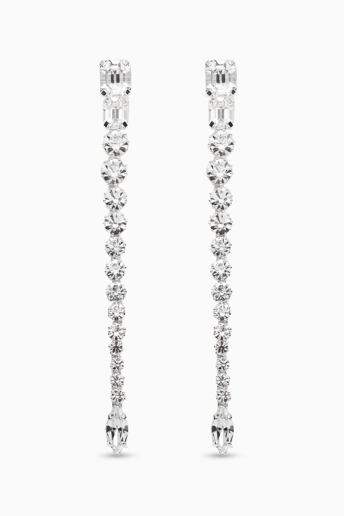 

Elongated Crystals Drop Earrings in Brass, Silver