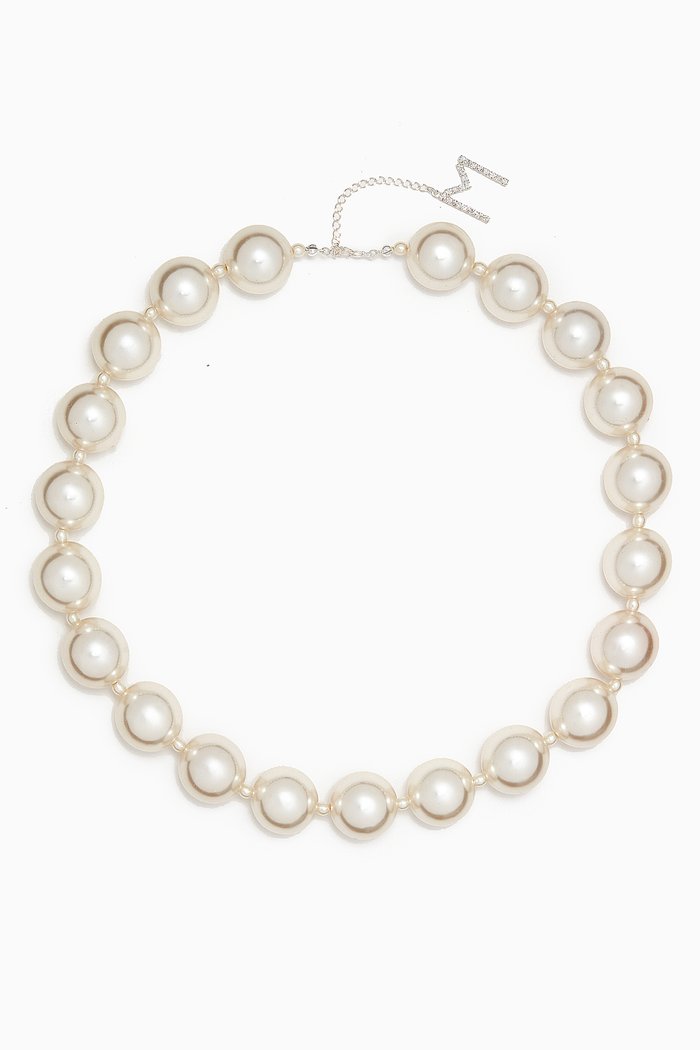 

Pearl Necklace in Plated Brass, White