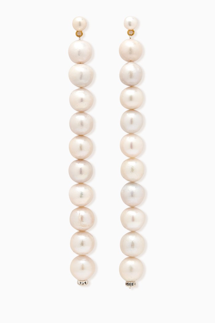

Pearl Drop Earrings, White
