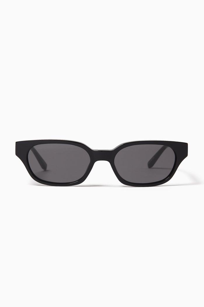 

Slim Rectangular Sunglasses in Acetate, Black