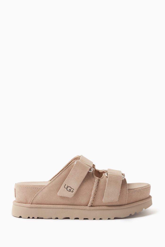 

Goldenstar Hi Slide Sandals in Suede, Neutral