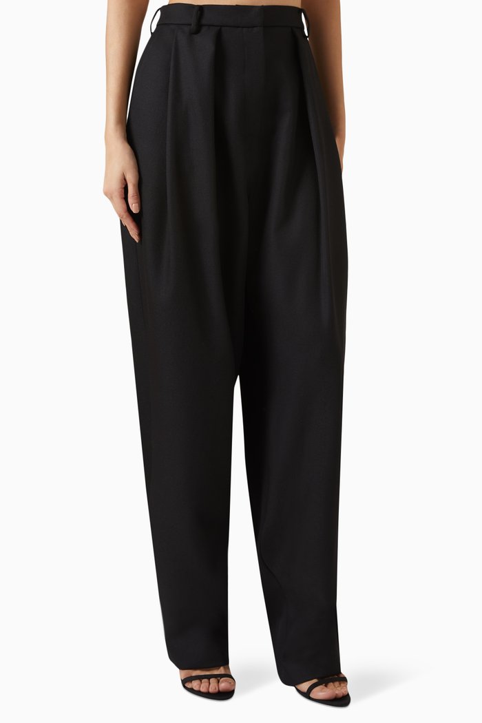 

Tapered Pants in Wool, Black
