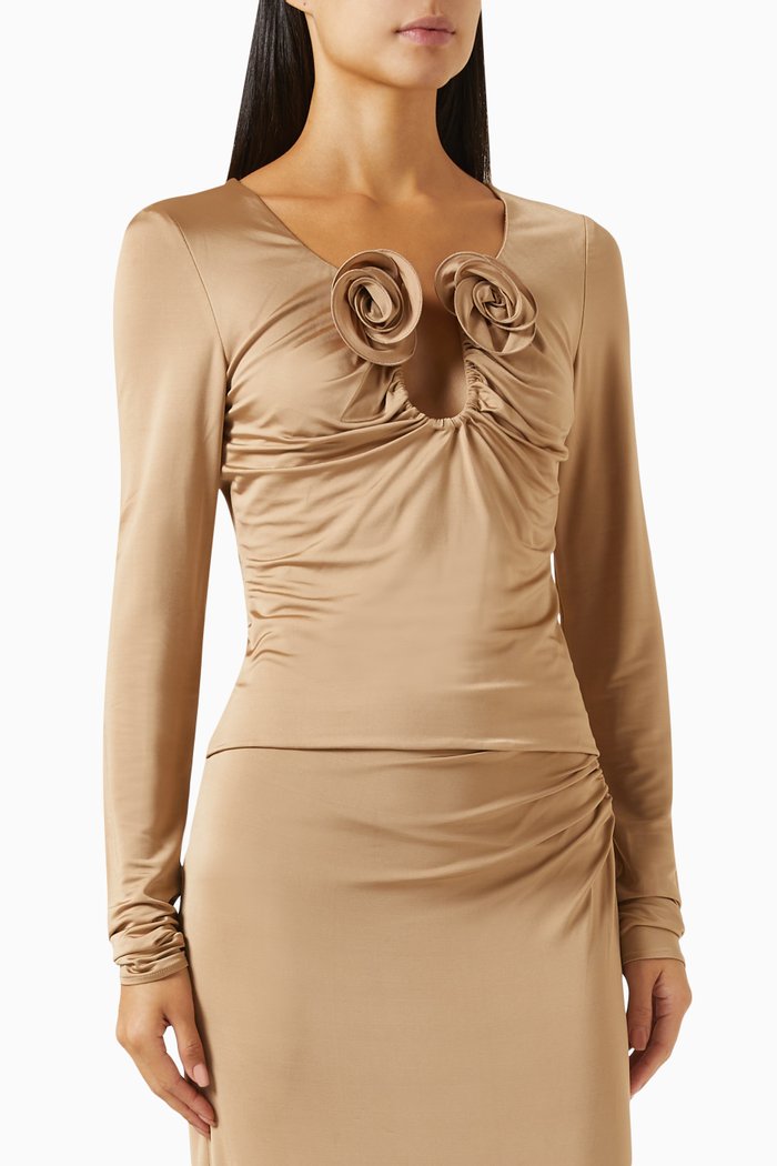 

Floral Appliqué Top in Jersey, Neutral