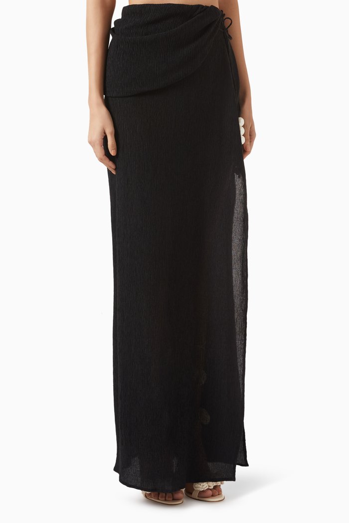 

Beaded Slit Maxi Skirt, Black