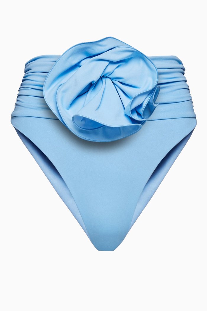 

Flower Appliqué Bikini Briefs in Stretch Nylon, Blue