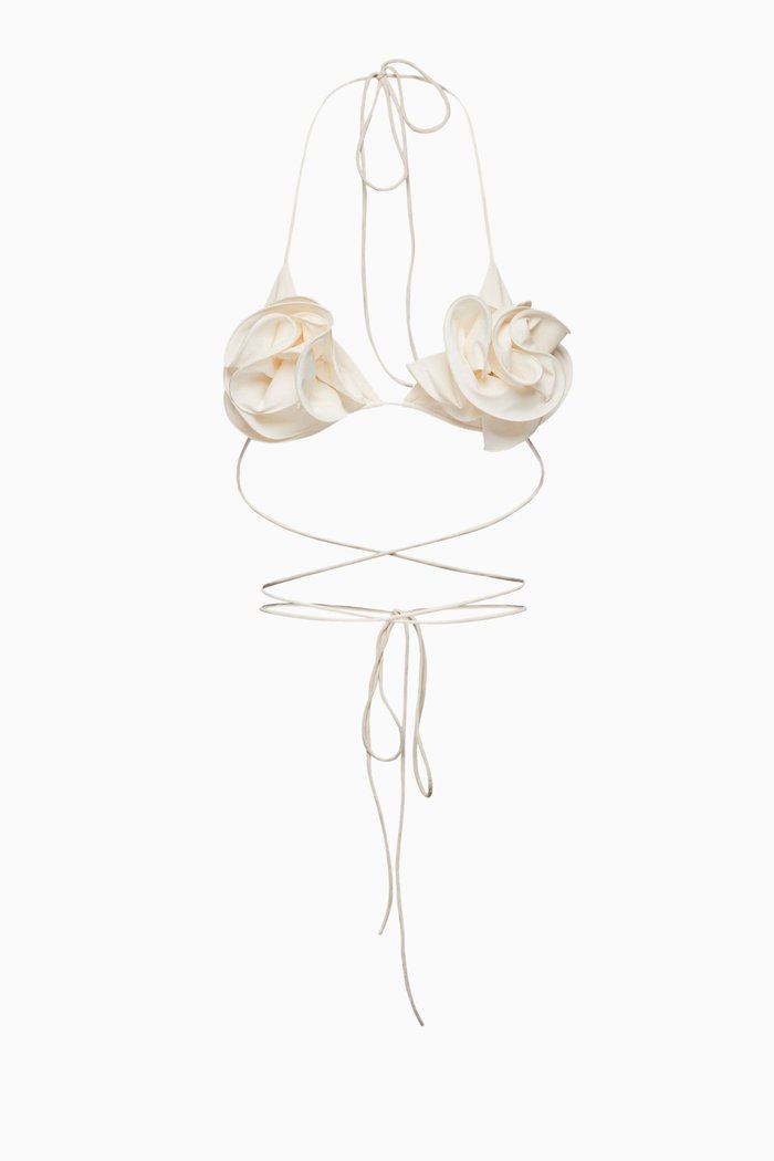Roses Triangular Bikini Bra in Nylon, Neutral