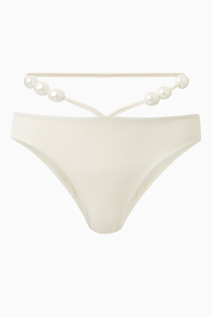

Pearl-embellished Bikini Briefs, Neutral