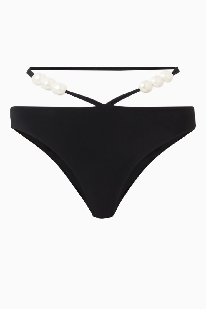 

Pearl-embellished Bikini Briefs, Black