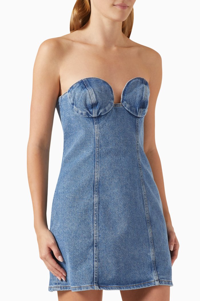 

Bustier Mini Dress in Denim, Blue
