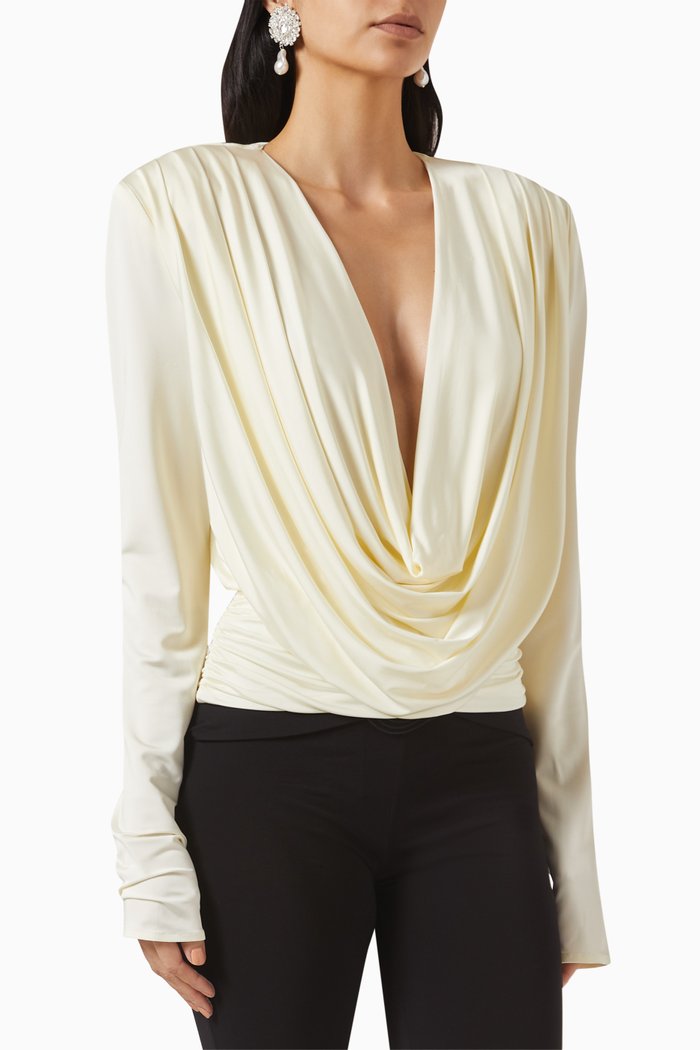 

Cowl Neck Blouse in Stretch-viscose, Neutral