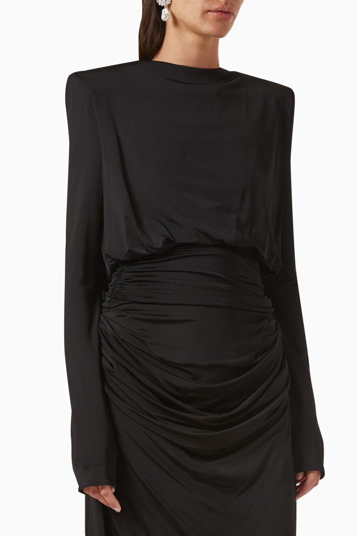 

Draped Low-back Top in Jersey, Black
