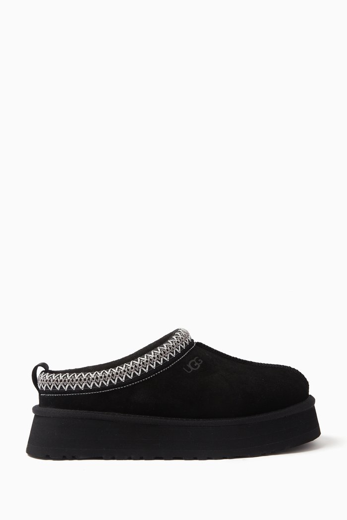 

Tazz Flatform Slides in Suede, Black