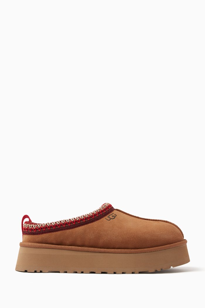 

Tazz Flatform Slides in Suede, Brown
