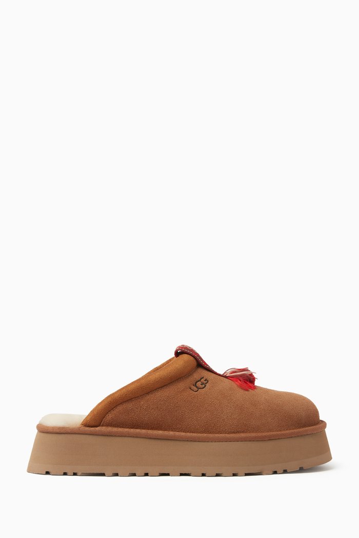Tazzle Platform Slippers in Suede, Brown
