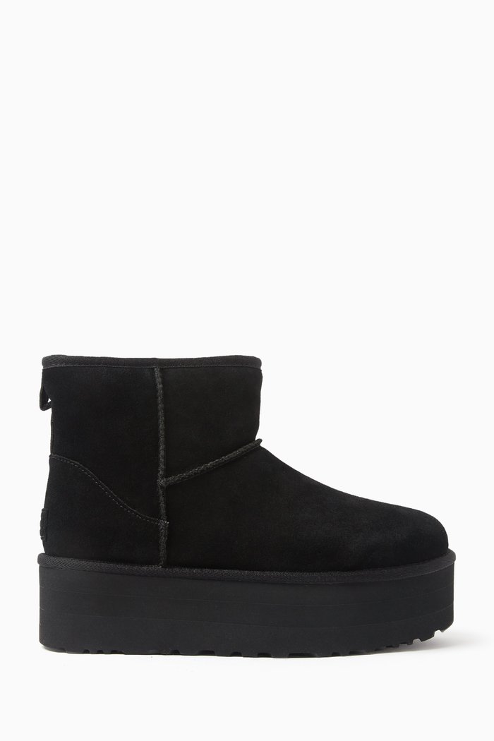 

Classic Mini Platform Ankle Boots in Suede, Black
