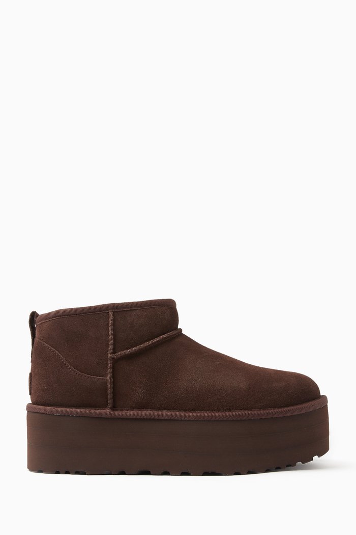 

Classic Ultra Mini Platform Boots in Suede, Brown