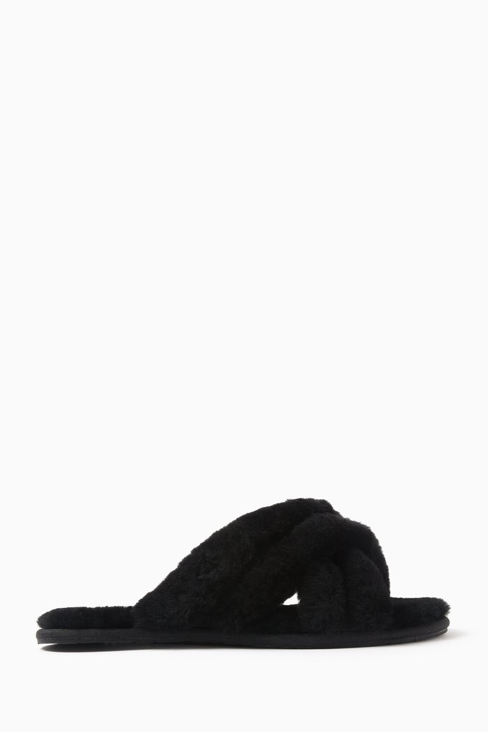 

Scuffita Flat Slides in Sheepskin, Black