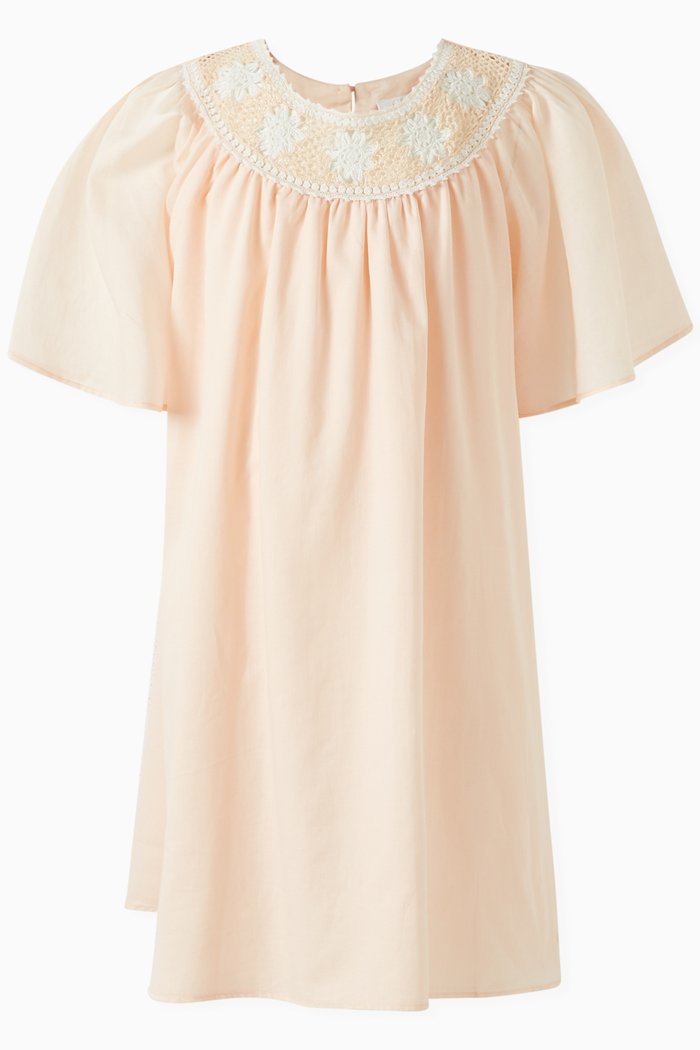 

Embroidered Dress in Organic Cotton, Pink