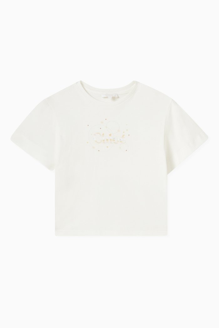 Logo-print T-shirt in Cotton, Neutral