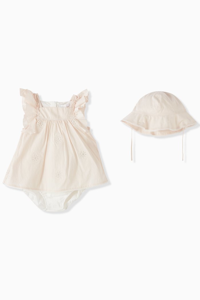 

Embroidered Dress Set in Organic-cotton, Pink