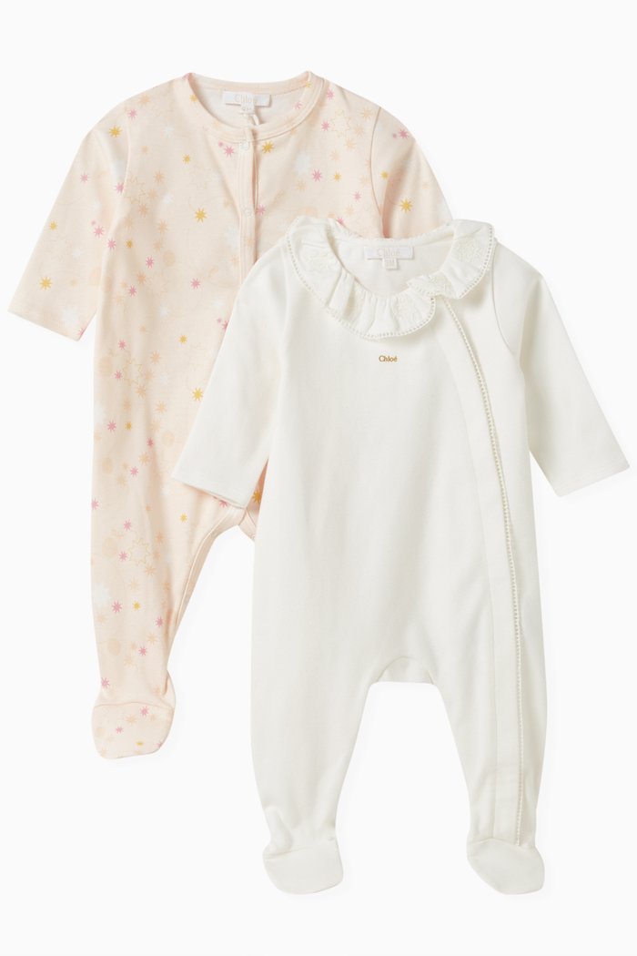 

Printed Sleepsuits in Cotton, Set of 2, Pink