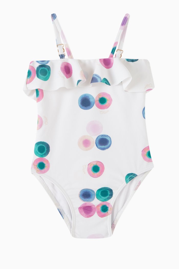 

Abstract-print Ruffled One-piece Swimsuit, Multicolour
