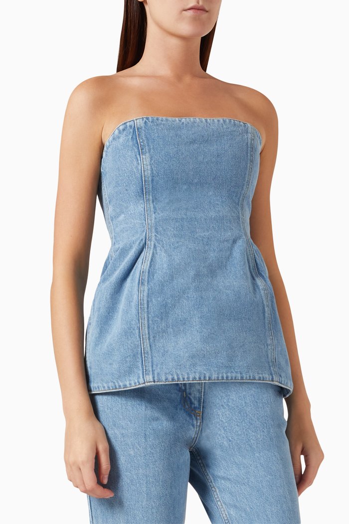 

Strapless Corset in Denim, Blue