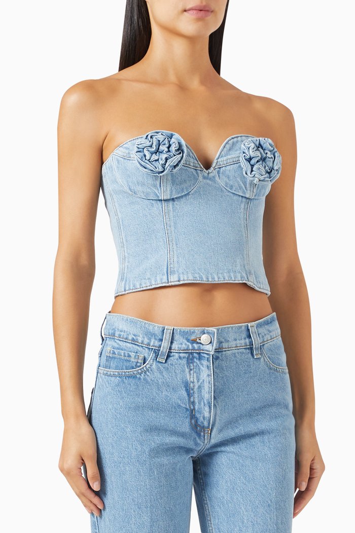 

Rose Corset Top in Denim, Blue