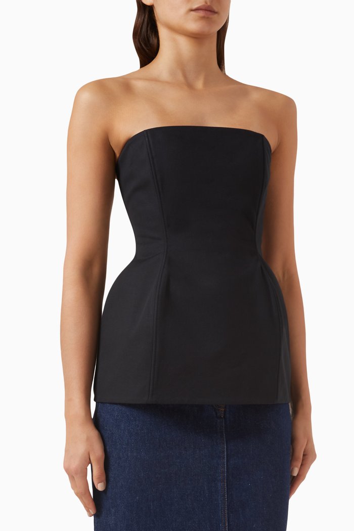 

Strapless Hourglass Corset in Cotton, Black