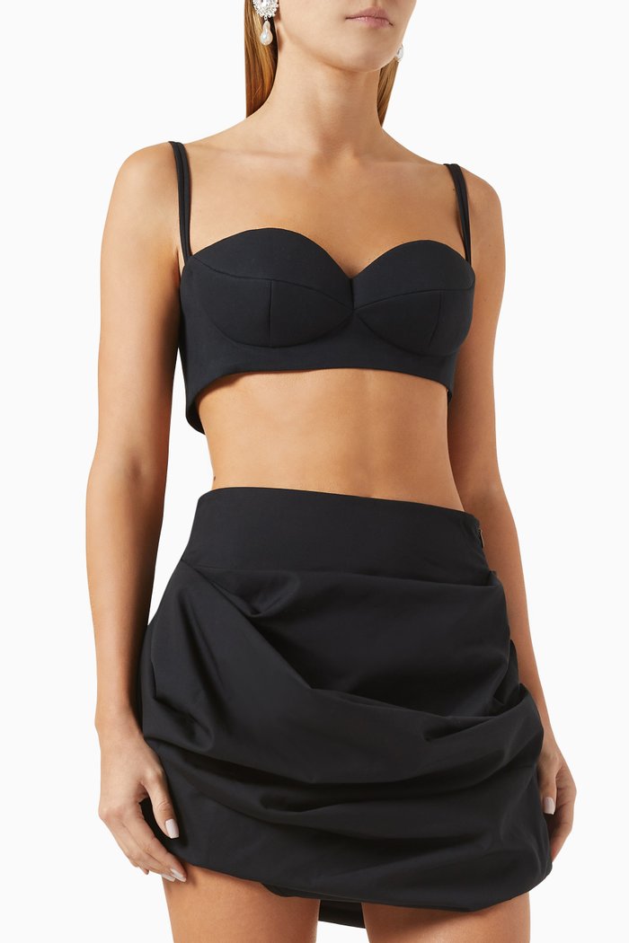 

Rose Sweetheart Bra Top in Cotton, Black