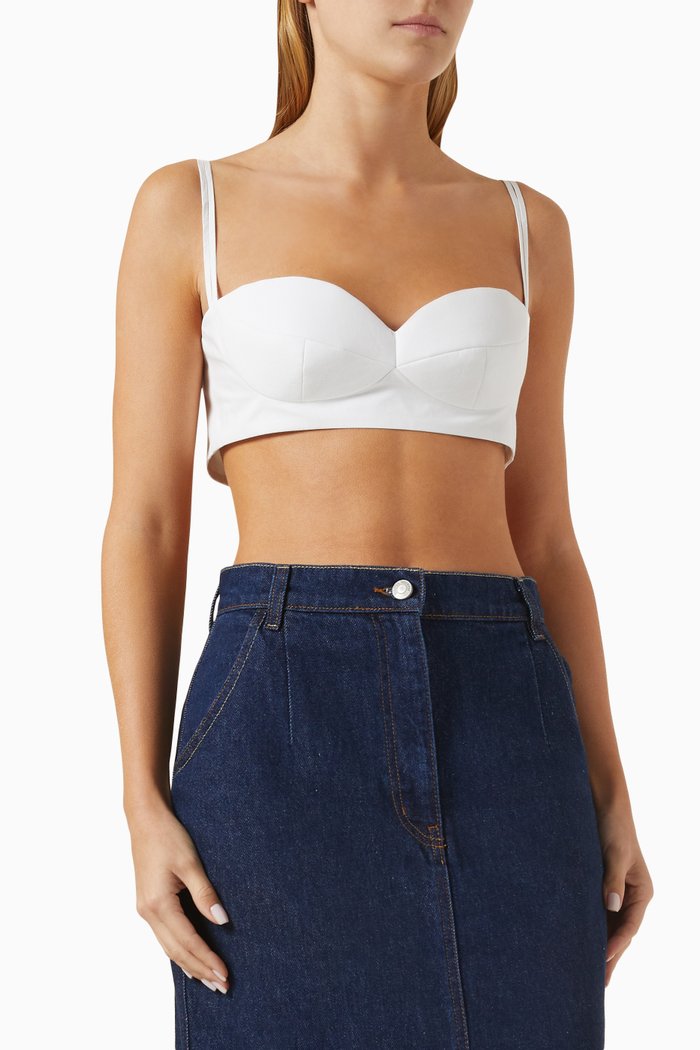 

Rose Sweetheart Bra Top in Cotton, White