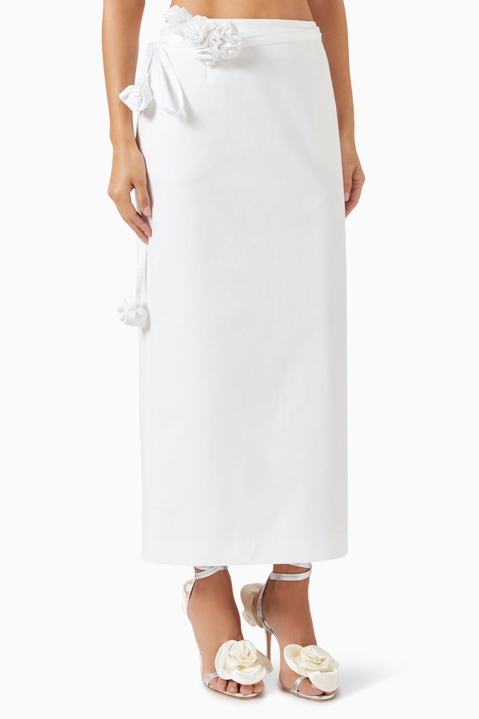 

Wrap Maxi Skirt in Cotton, White