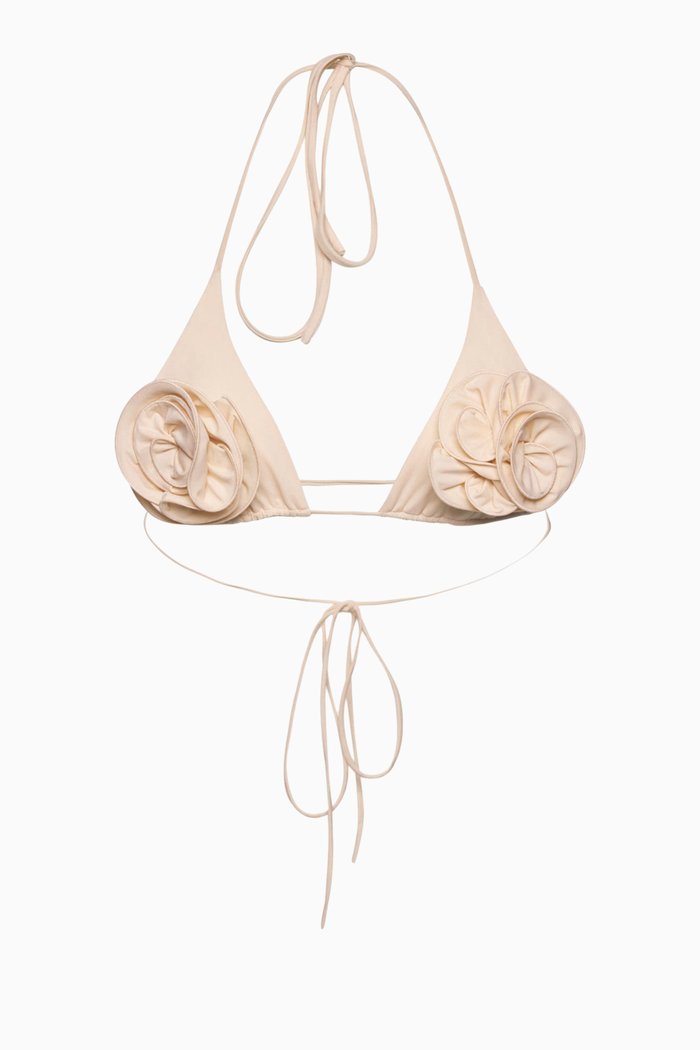 

Floral Triangle Bra Top, Neutral