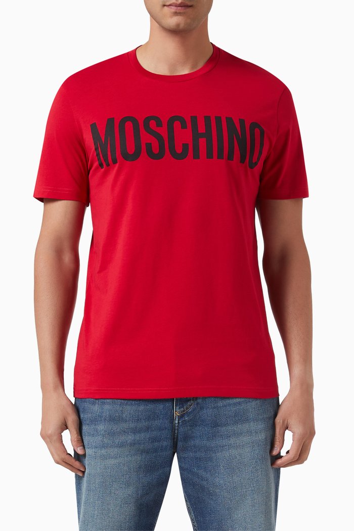 Logo Print T-Shirt in Organic Cotton, Red