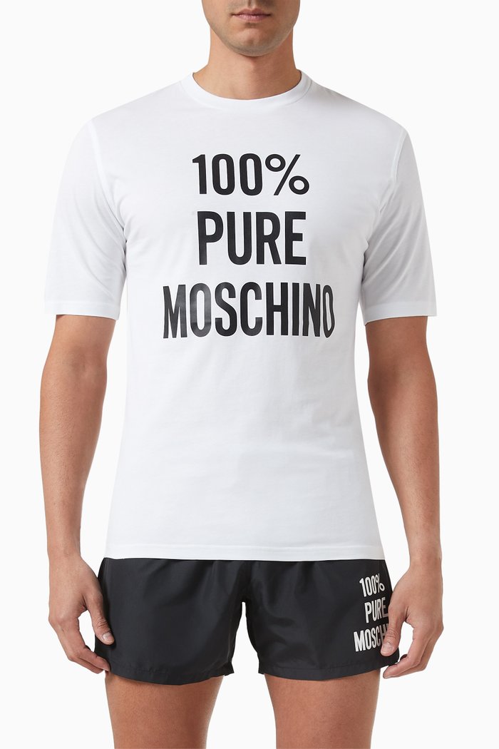 Logo Print T-Shirt in Organic Cotton, White