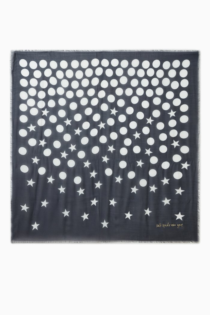 

Gradating Stars & Dots Large Square Scarf in Modal, Blue