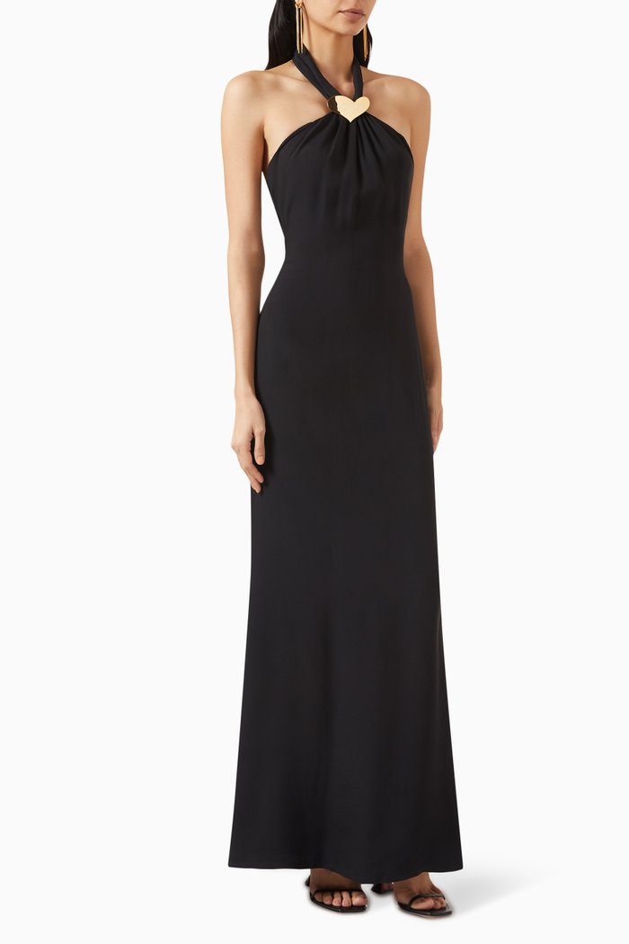 

Heart Jewel Halterneck Dress in Viscose-blend, Black