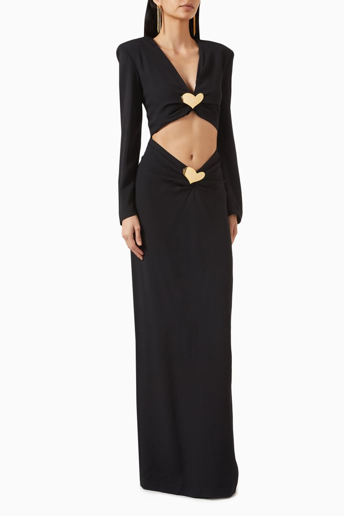 

Lovers Heart Jewel Cut-out Dress in Viscose-blend, Black
