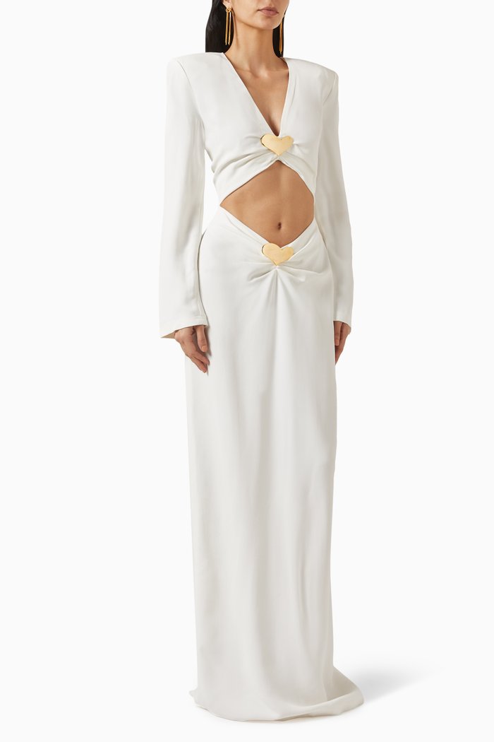 

Lovers Heart Jewel Cut-out Dress in Viscose-blend, White