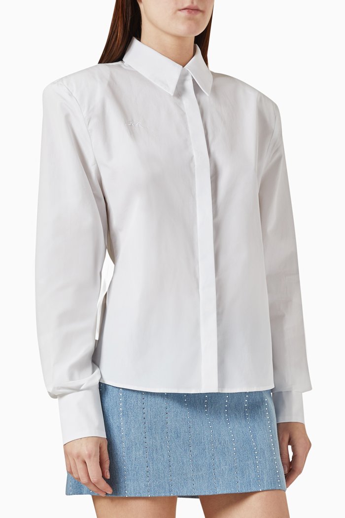 Signature Raglan Oversized Shirt in Cotton, White