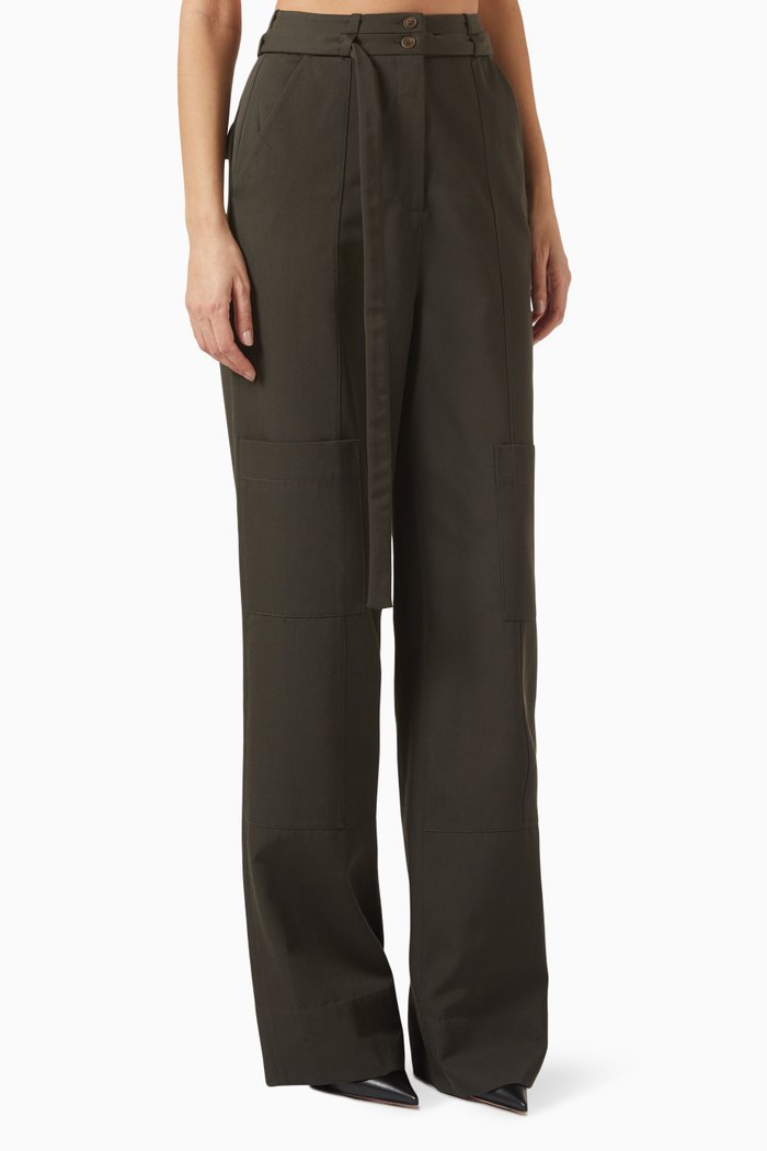 

Lima High-waist Pants in Cotton-blend, Green