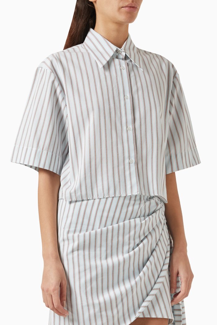 

Minah Cropped Shirt in Cotton, Blue