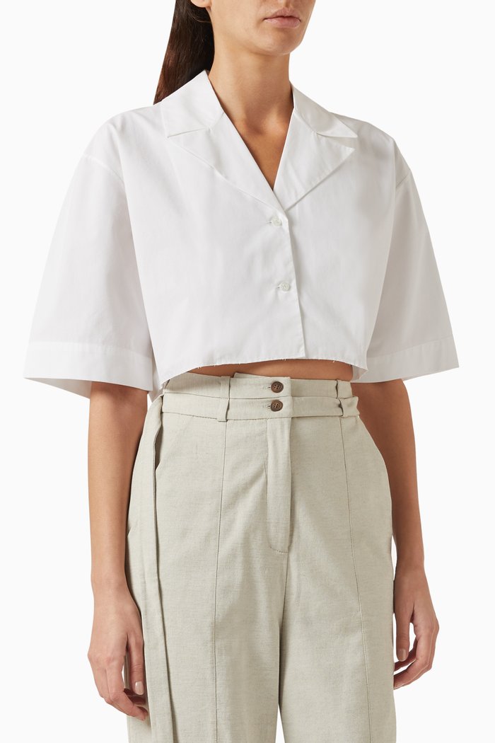 

Cleo Crop Shirt in Cotton, White