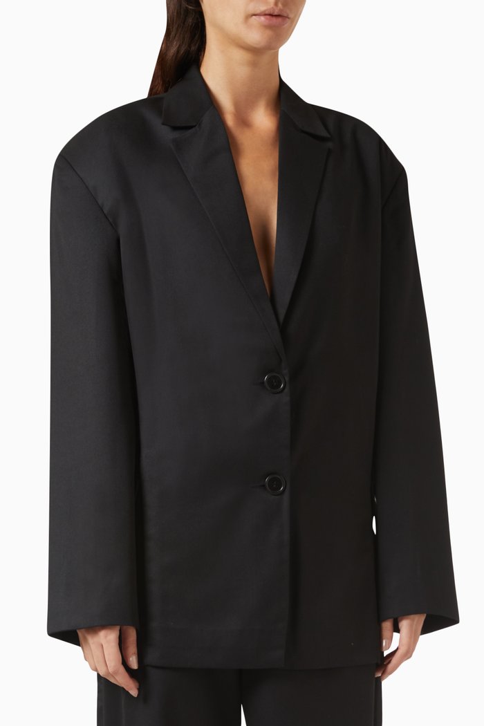 Alba Overiszed Blazer in Cotton, Black