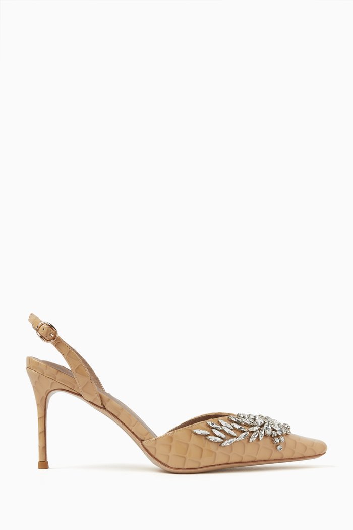 

Beyonce 90 Pumps in Croc-embossed Leather, Gold
