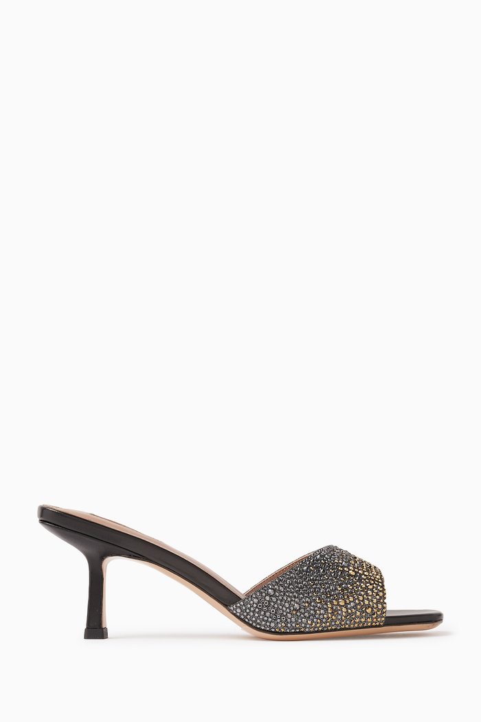 

Minerva 70 Crystal Mules in Leather, Black