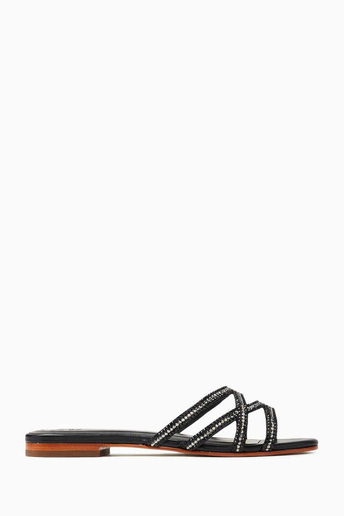 

Sidnee Crystal-embellished Slides in Leather, Black