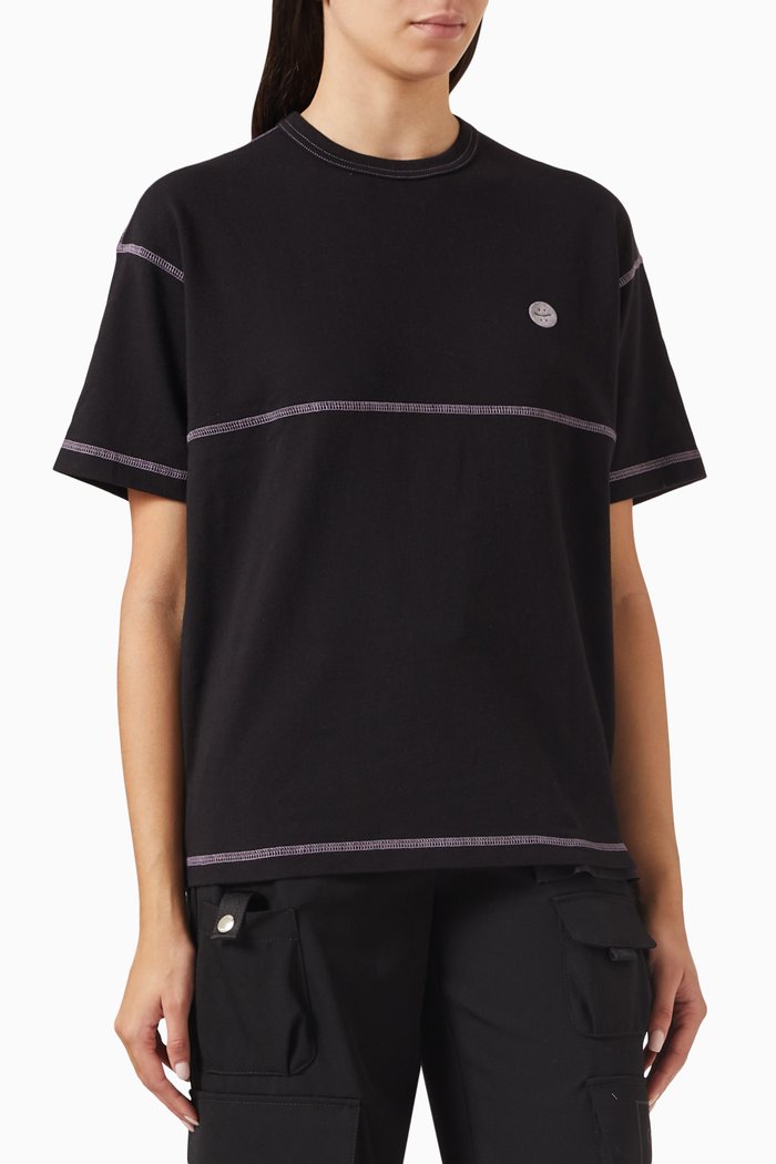 

Contrast-stitch T-shirt in Heavy Cotton-jersey, Black