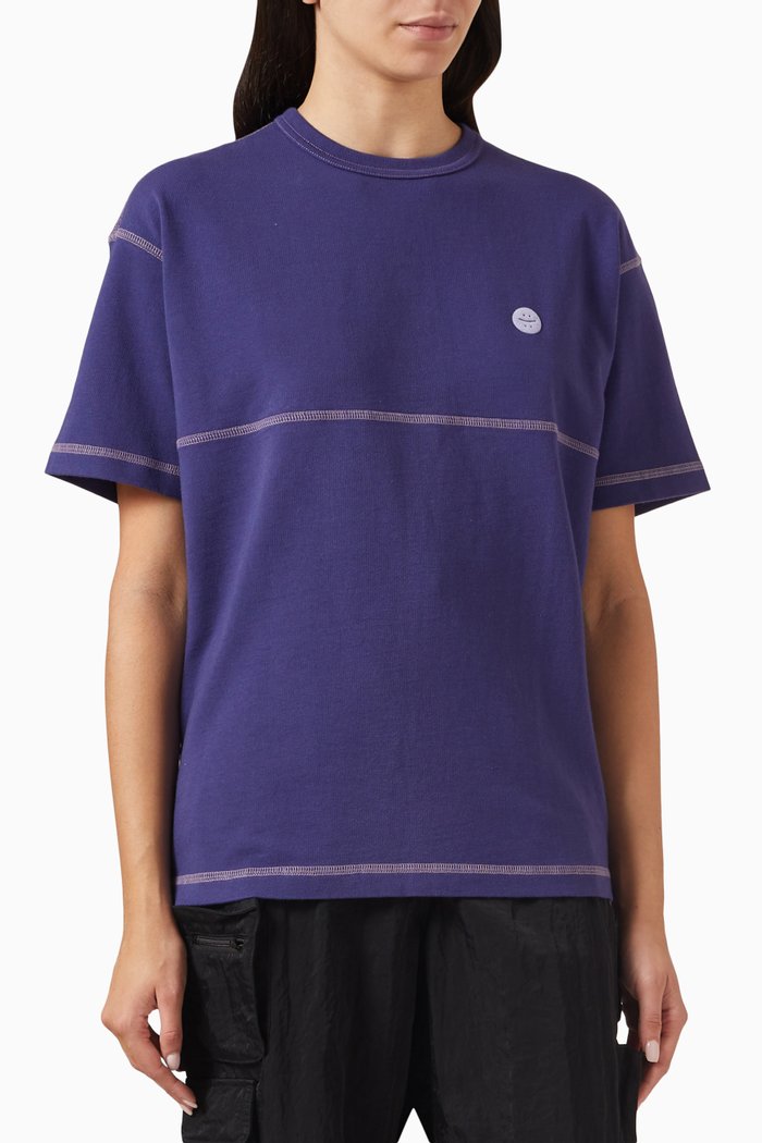 

Contrast-stitch T-shirt in Heavy Cotton-jersey, Blue