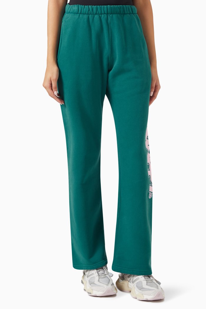 

Burst Straight-leg Sweatpants in Cotton Fleece, Green